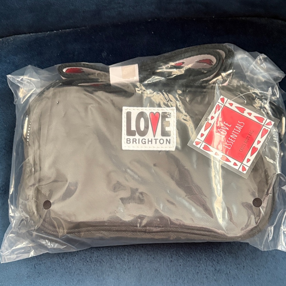 NWT Brighton Love Essentials Black Crossbody Bag Heart Detail Adjustable Strap